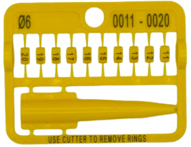 Kroužky E-Z Split Ring číselné, průměr 6mm/ žluté 11-20