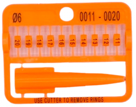 Kroužky E-Z Split Ring číselné, průměr 6mm/ oranžové 11-20